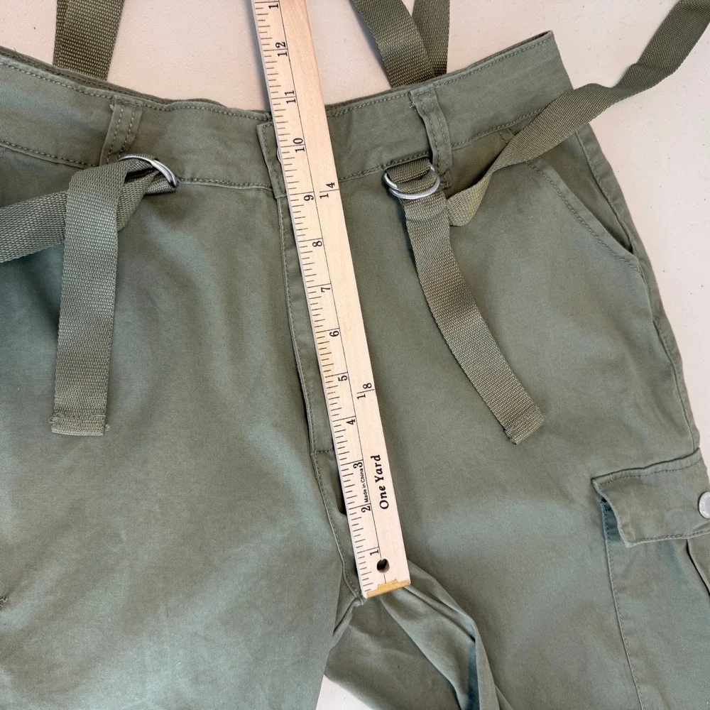 Cali1850 Cargo Jogger Pants Womens 9 Green Cotton Suspenders Gorpcore Utility